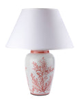 Lampada, in porcellana con disegni corallo. L'oca nera