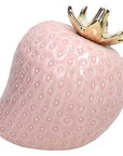 Fragola media, Linea strawberry kiss, colore rosa/oro, H. 13 cm. Tognana porcellane