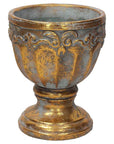 Vaso/coppa, "Ottomann" H.20 in cemento, oro anticato. Tognana
