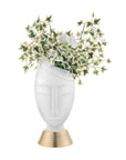 Vaso testa uomo, misura media, H.32cm. bianco e oro. Bongelli