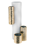 Vaso Modular, H.34 cm. bianco e oro. Bongelli