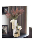 Vaso Modular, H.34 cm. bianco e oro. Bongelli