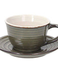 Tazza caffè con piattino, ceramica verde scuro, set 6pz. Tognana