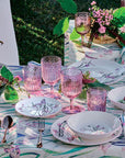 Servizio tavola da 6 Moon Butterfly ball, colore rosa, in porcellana. Tognana