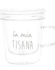 Mug con infusore decoro "La mia tisana", trasparente. Simple day
