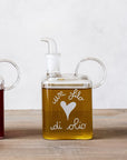 Bottiglia olio in vetro borosilicato decoro "Un filo di olio". Simple day
