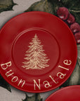 Set 2 piatti dessert rosso con scritta "Buon Natale". Simple Day