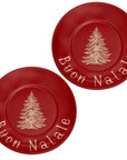 Set 2 piatti dessert rosso con scritta "Buon Natale". Simple Day