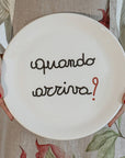 Piatto pizza in ceramica decoro "Quando arriva?". Simple day