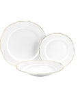 Servizio tavola 39 pz. Roi, colore bianco e filo oro. Fade