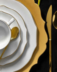 Servizio tavola 39 pz. Roi, colore bianco e filo oro. Fade