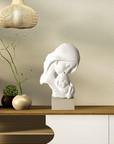 Scultura maternità face, H. 34 cm., bianco base nocciola. Bongelli