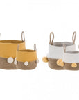 Set 2 cesti in juta, bicolore con pon pon. Blanc Mariclò
