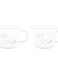 Set 2 tazze in vetro borosilicato decoro "Caffè e latte" trasparente. Simple day