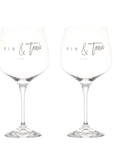 Set 2 calici decoro "Gin & Tonic", trasparente con scritta in bianco. Simple day