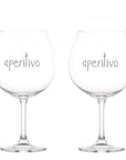 Set 2 calici cocktail decoro "Aperitivo", trasparente con scritta in bianco. Simple day