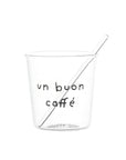 Set 4 bicchierini espresso in vetro borosilicato decoro "Un Buon caffè" trasparente. Simple day