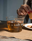 Set 2 tazze in vetro borosilicato decoro "Il buongiorno si vede dal mattino" trasparente. Simple day