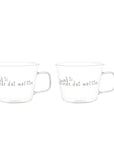 Set 2 tazze in vetro borosilicato decoro "Il buongiorno si vede dal mattino" trasparente. Simple day