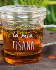 Mug con infusore decoro "La mia tisana", trasparente. Simple day