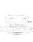 Set 2 tazze caffè espresso in vetro borosilicato decoro "Espresso" trasparente. Simple day