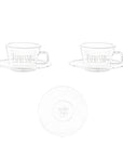 Set 2 tazze caffè espresso in vetro borosilicato decoro "Espresso" trasparente. Simple day