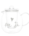 Teiera piccola con infusore decoro "Per tè", trasparente. Simple day