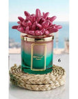 Candela grande 300 gr. con tappo anemone fucsia, bicolore, in porcellana Capodimonte. Melaverde