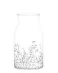 Vaso portafiori in vetro decoro Primavera, trasparente con scritta in bianco. Simple day