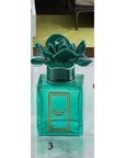 Profumatore 250 ml. con tappo fiore, colore verde, in porcellana Capodimonte. Melaverde