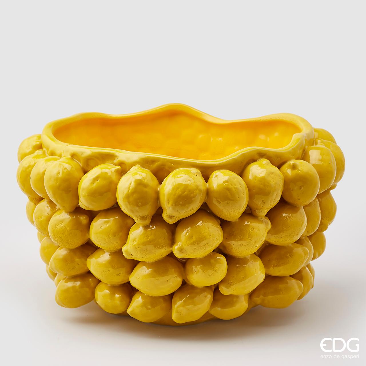 Vaso "Chakra" Limoni, in ceramica, colore giallo, H.24x42cm. EDG