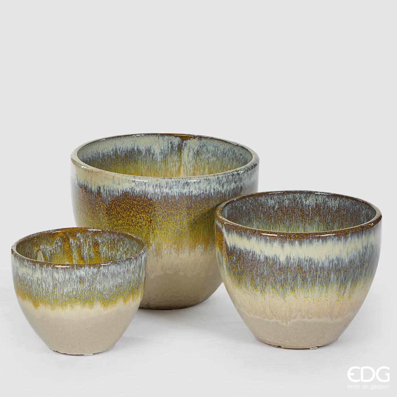 Vaso rotondo Glaze, misura media H.28x D.37 cm. EDG
