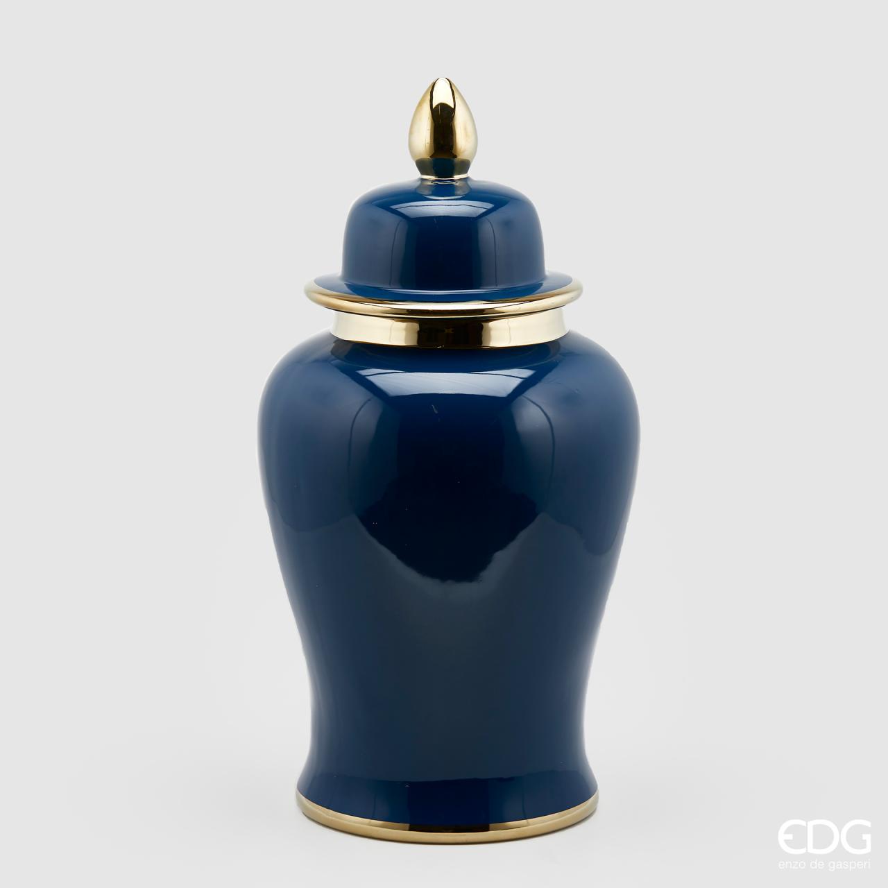 Vaso Ching Con Coperchio, misura grande, colore blu e oro. EDG