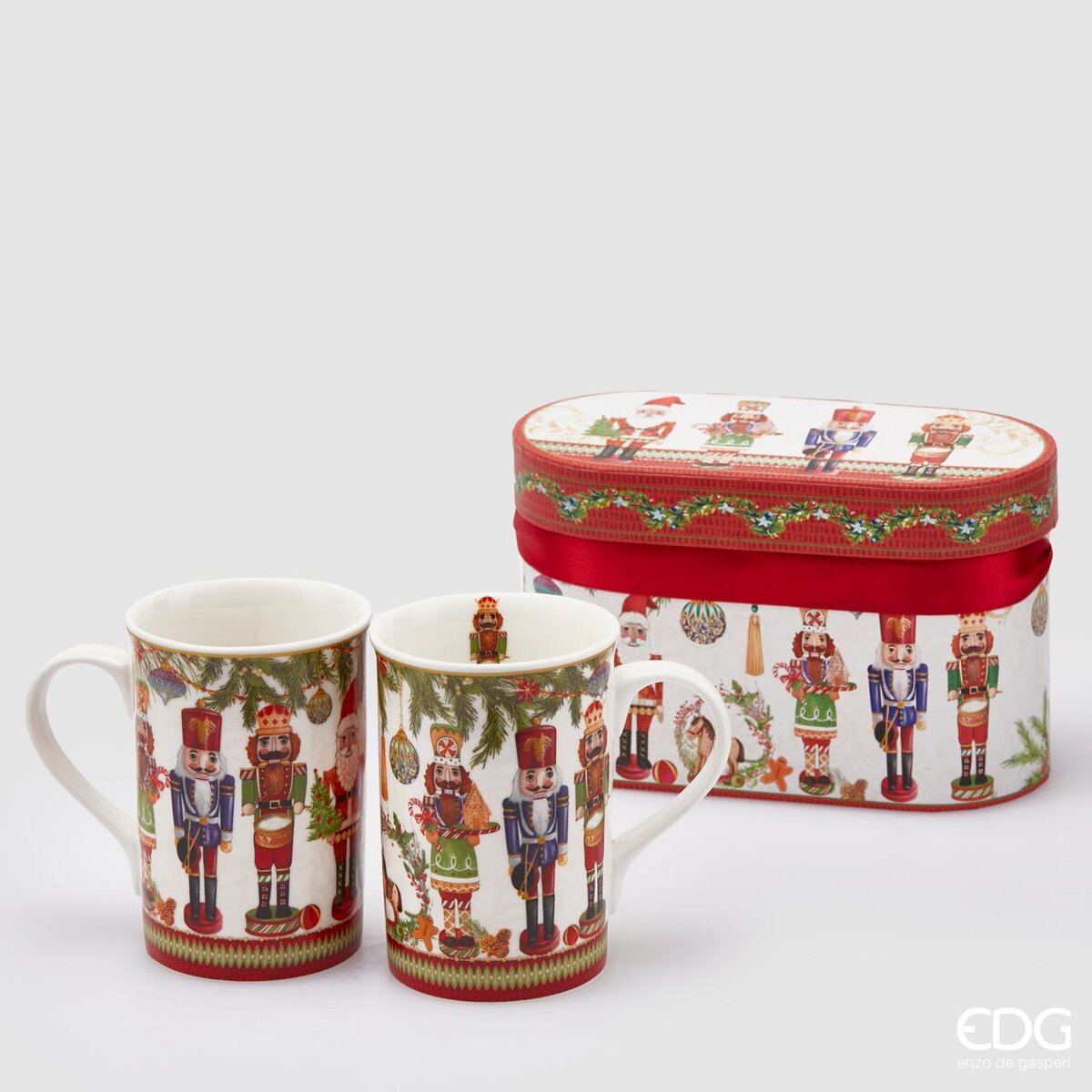 Confezione 2 Tazze/mug, in scatola regalo, Schiaccianoci, misura H.11 cm. EDG