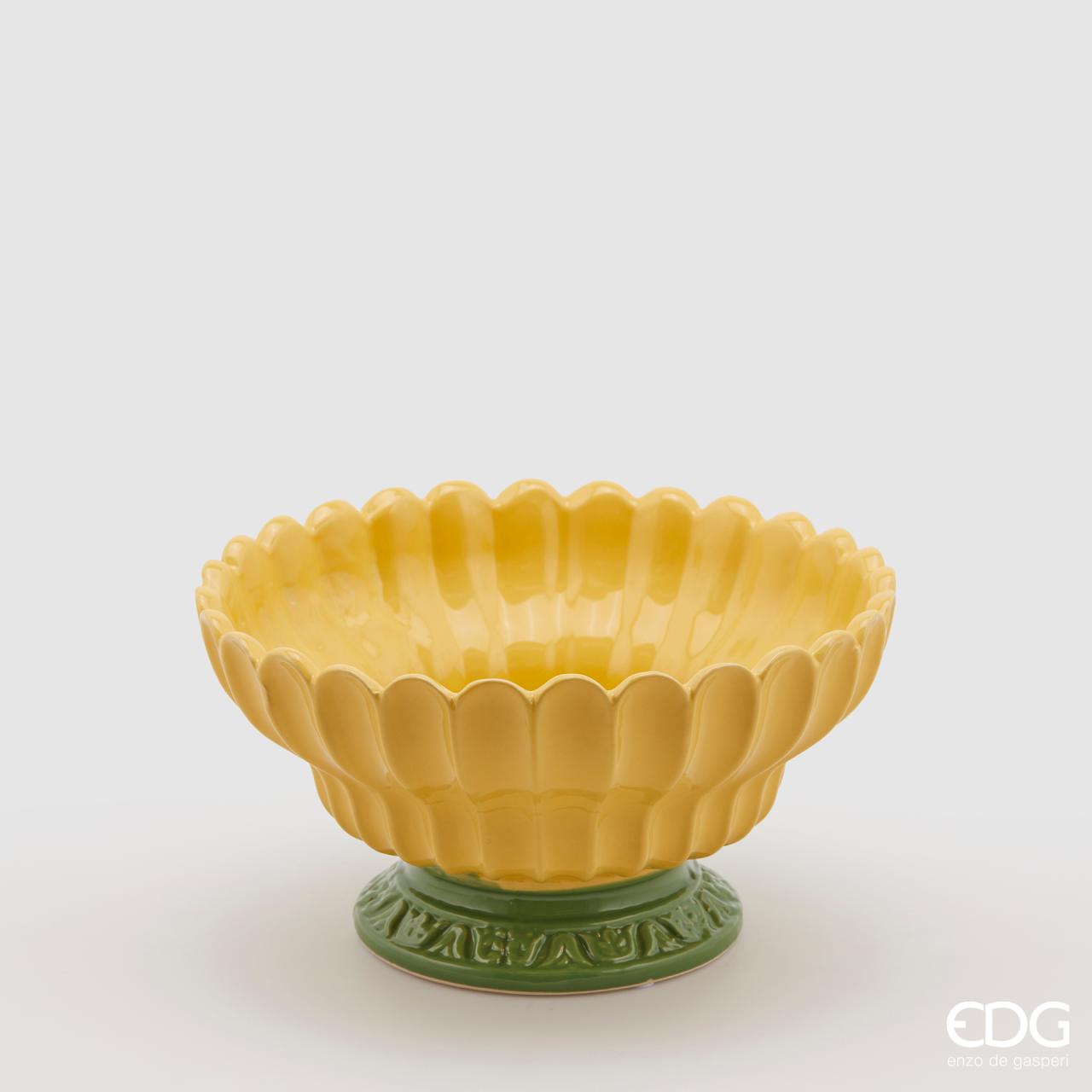 Vaso Freaky Bicolor, in ceramica, colore giallo e verde, misura H.13x D23 cm. EDG
