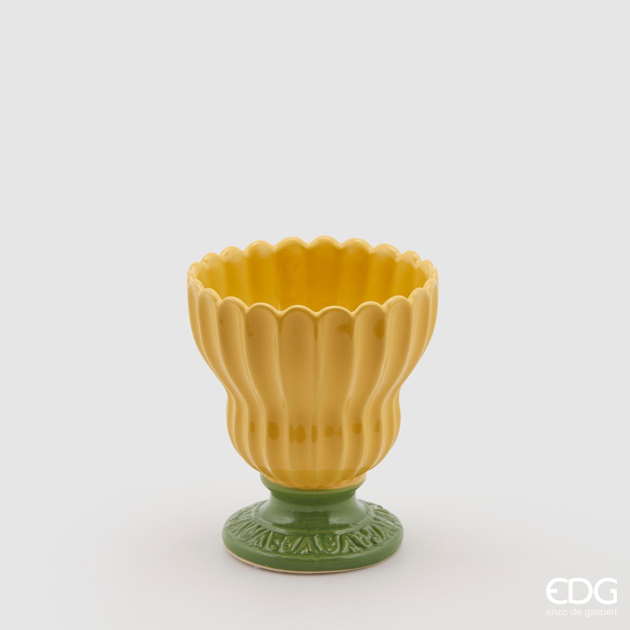 Vaso Freaky Bicolor, in ceramica, colore giallo e verde, misura H.17x D14,5 cm. EDG