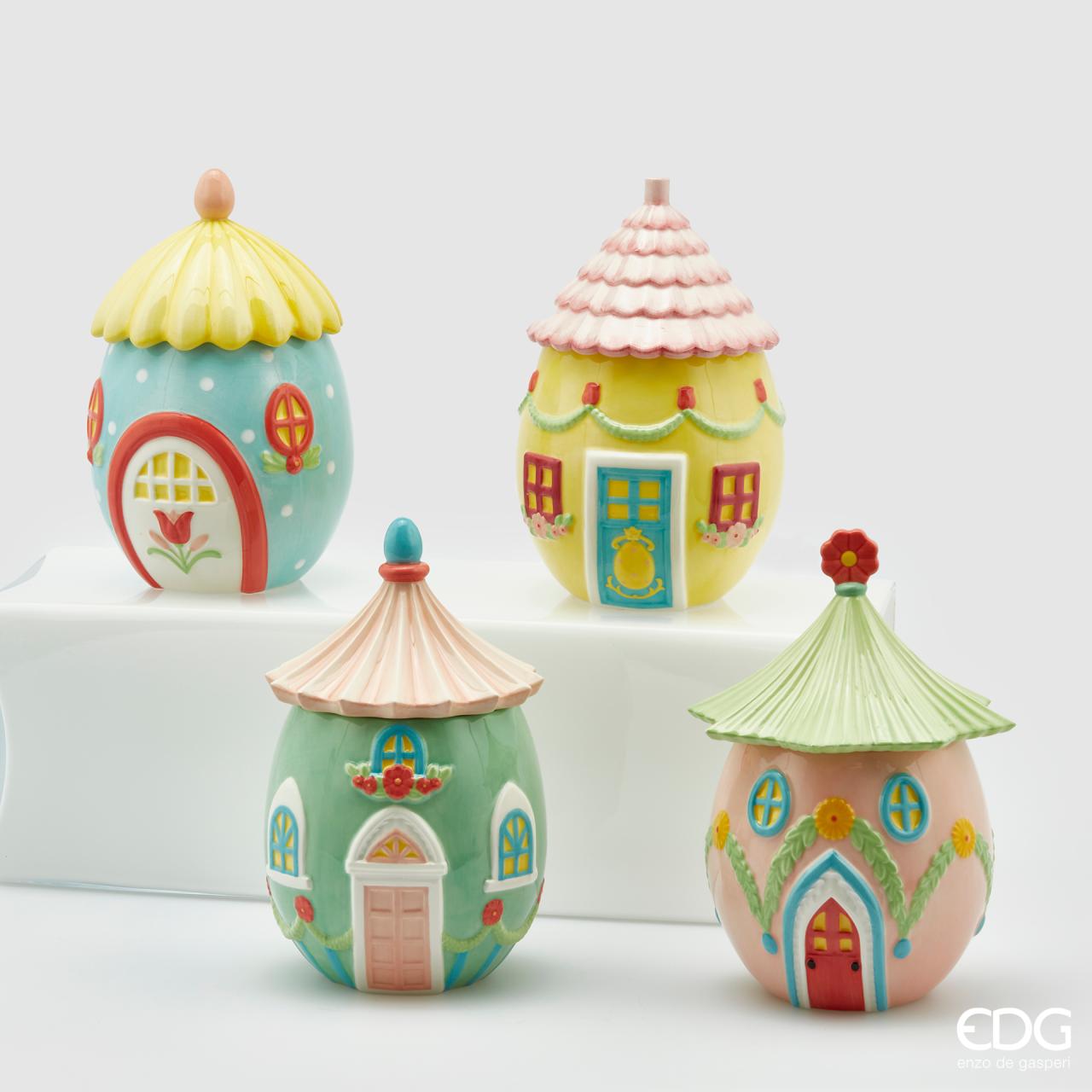 Contenitore casetta/uovo, 4 colori assortiti, H. 20 cm. EDG
