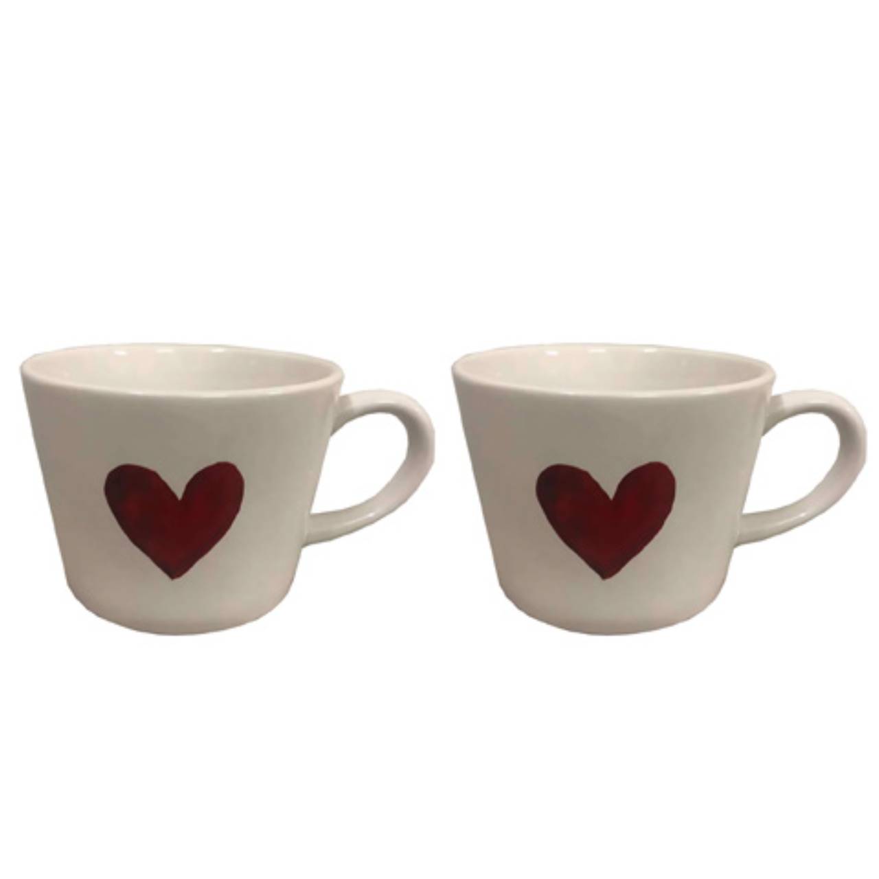 Set 2 tazze colazione cuore rosso acquerello. Simple Day