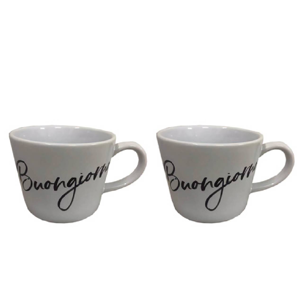 Set 2 tazze colazione con scritta "Buongiorno" grigio. Simple Day