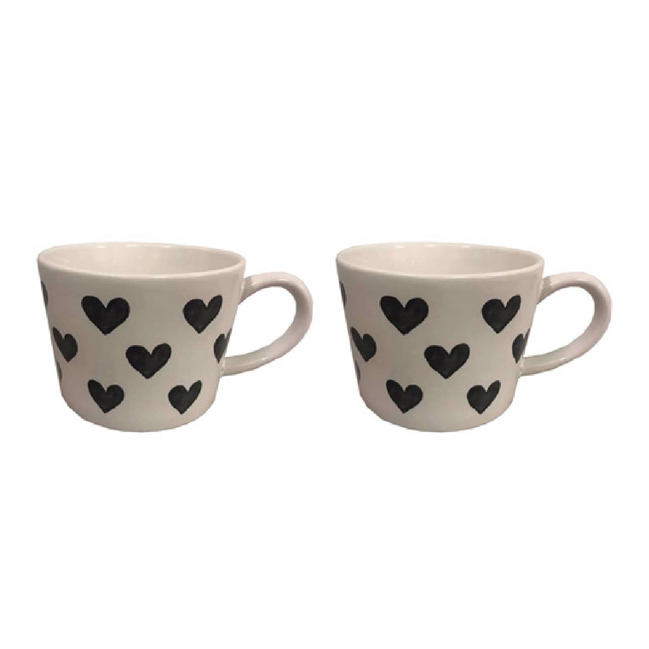 Set 2 tazze colazione con cuori grigio acquerello. Simple Day