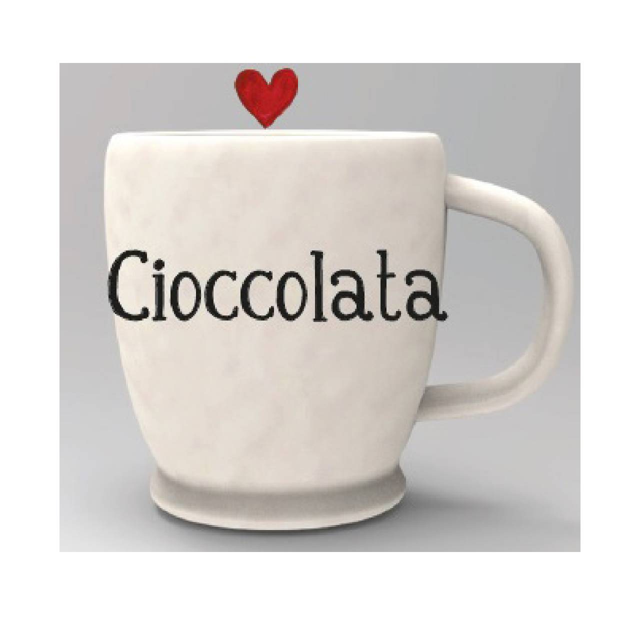 Mug con scritta "Cioccolata" e cuore rosso. Simple Day