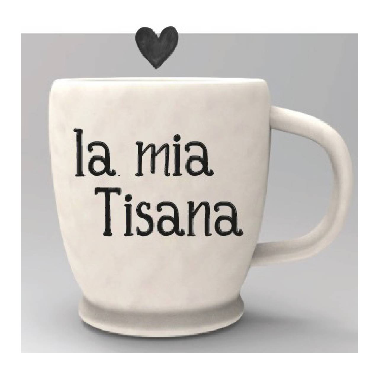 Mug con scritta &quot;La mia tisana&quot; e cuore grigio. Simple Day