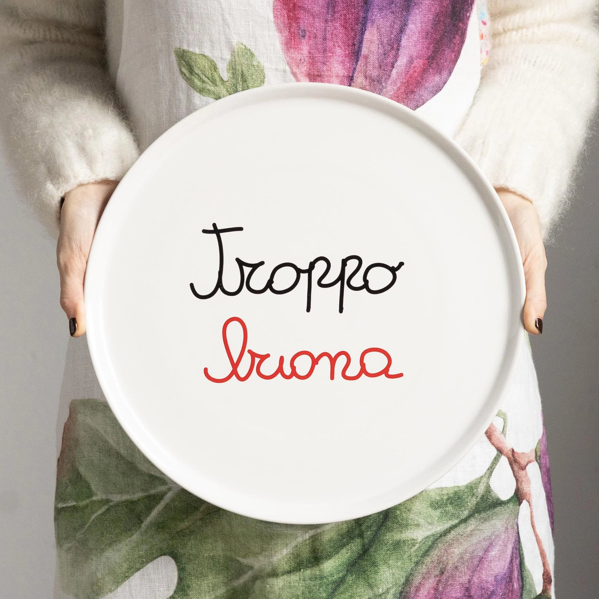 Piatto pizza in ceramica decoro "Troppo buona". Simple day