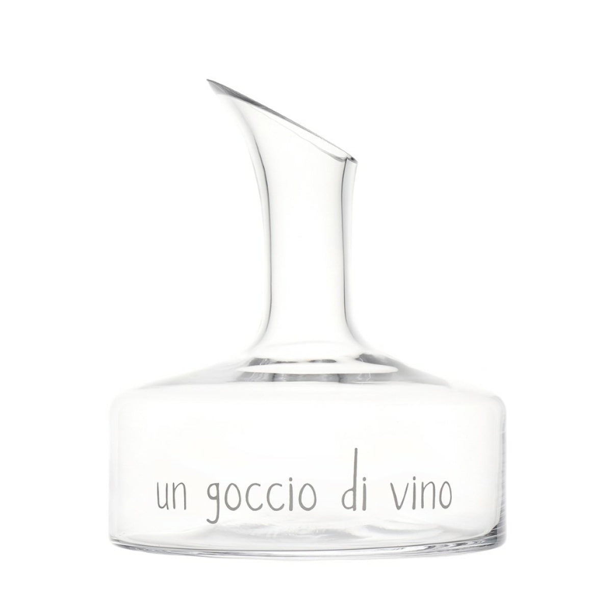 Decanter in vetro decoro &quot;Un goccio di vino&quot; 1,2lt., trasparente con scritta in bianco. Simple day