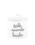 Barattolo in vetro borosilicato decoro "Sale quanto basta" trasparente con scritta in nero. Simple day