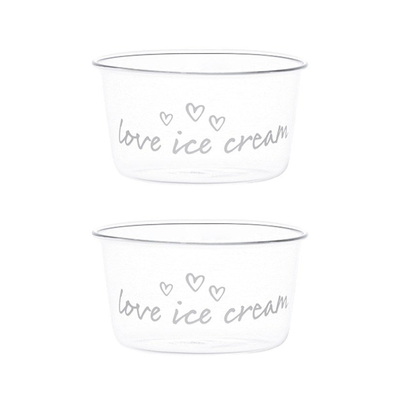 Set 2 coppette gelato decoro "Love ice cream". Simple day