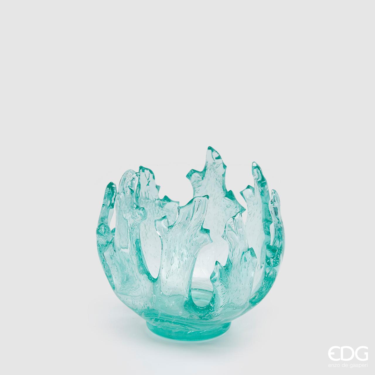 Portacandela "Anemone di mare" H19, colore turchese. EDG