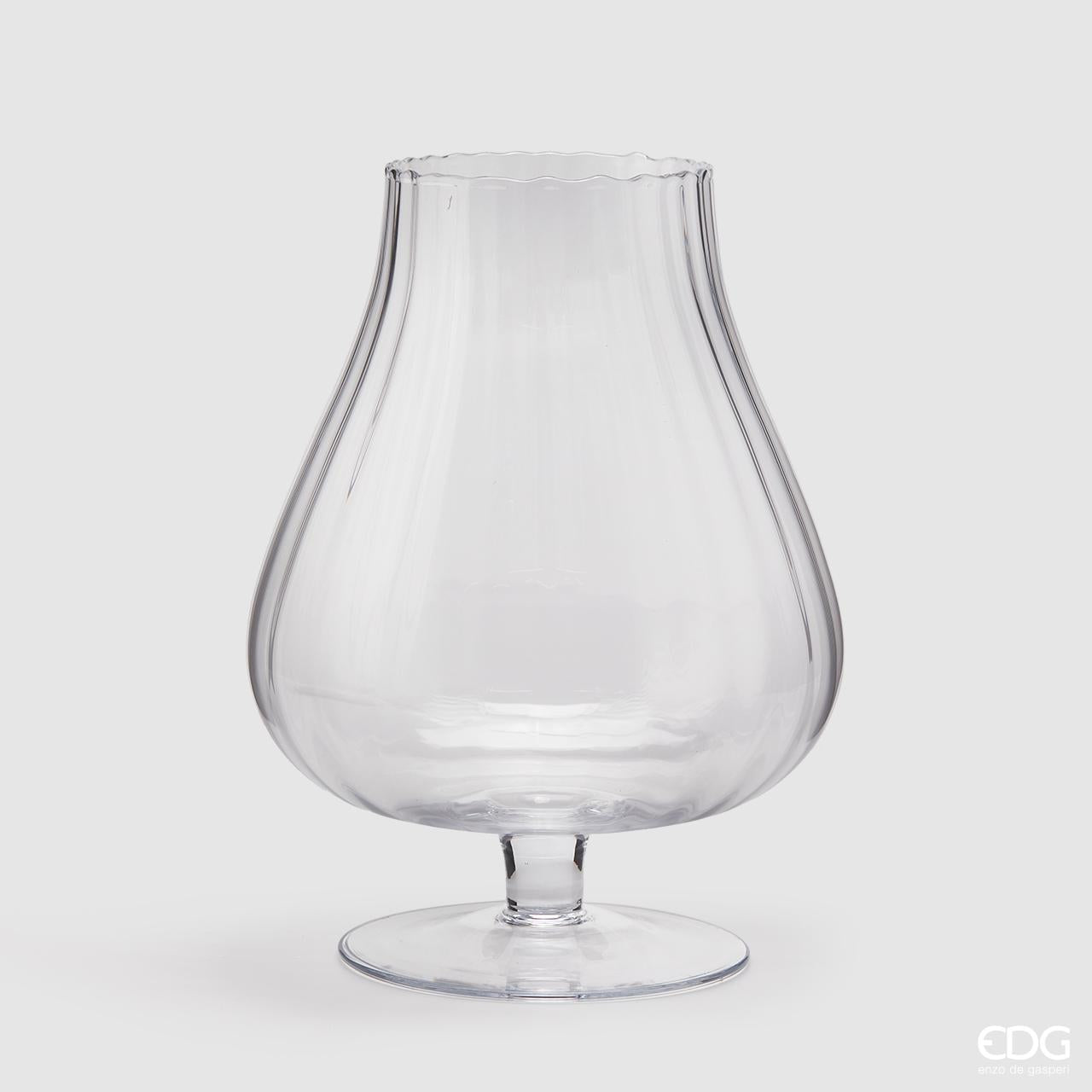 Vaso coppa con piede Optica, H.37x D25 cm. EDG