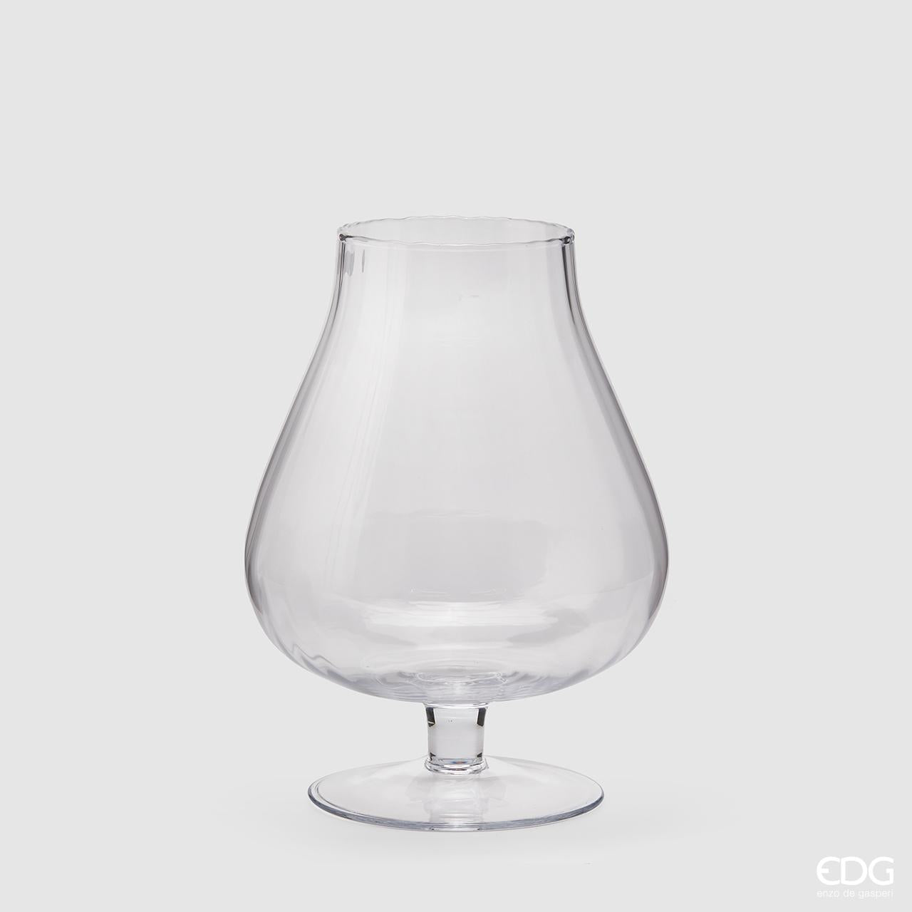 Vaso coppa con piede Optica, H.30x D21 cm. EDG