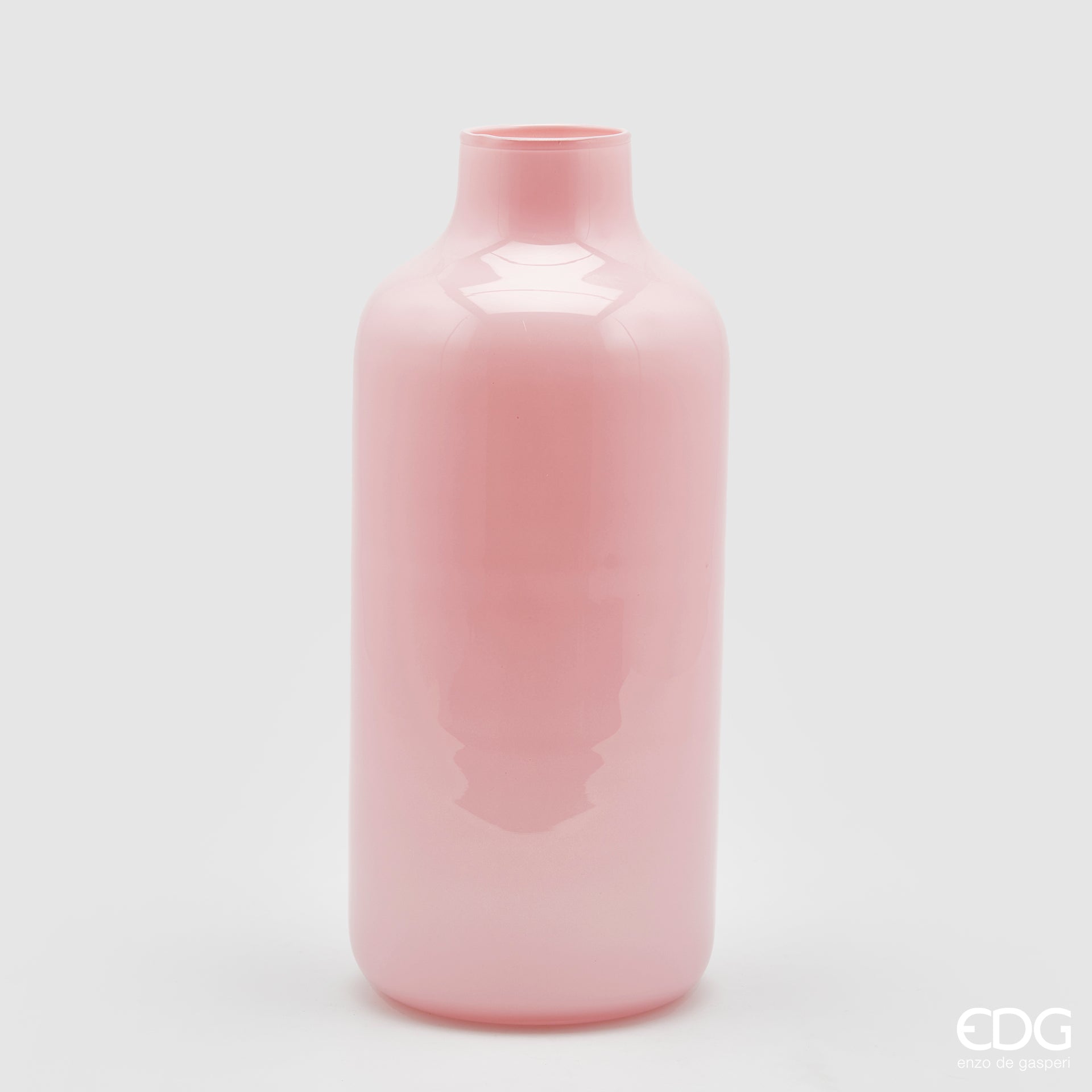 Vaso collostretto, misura grande H.34 D15cm., in vetro, rosa. EDG